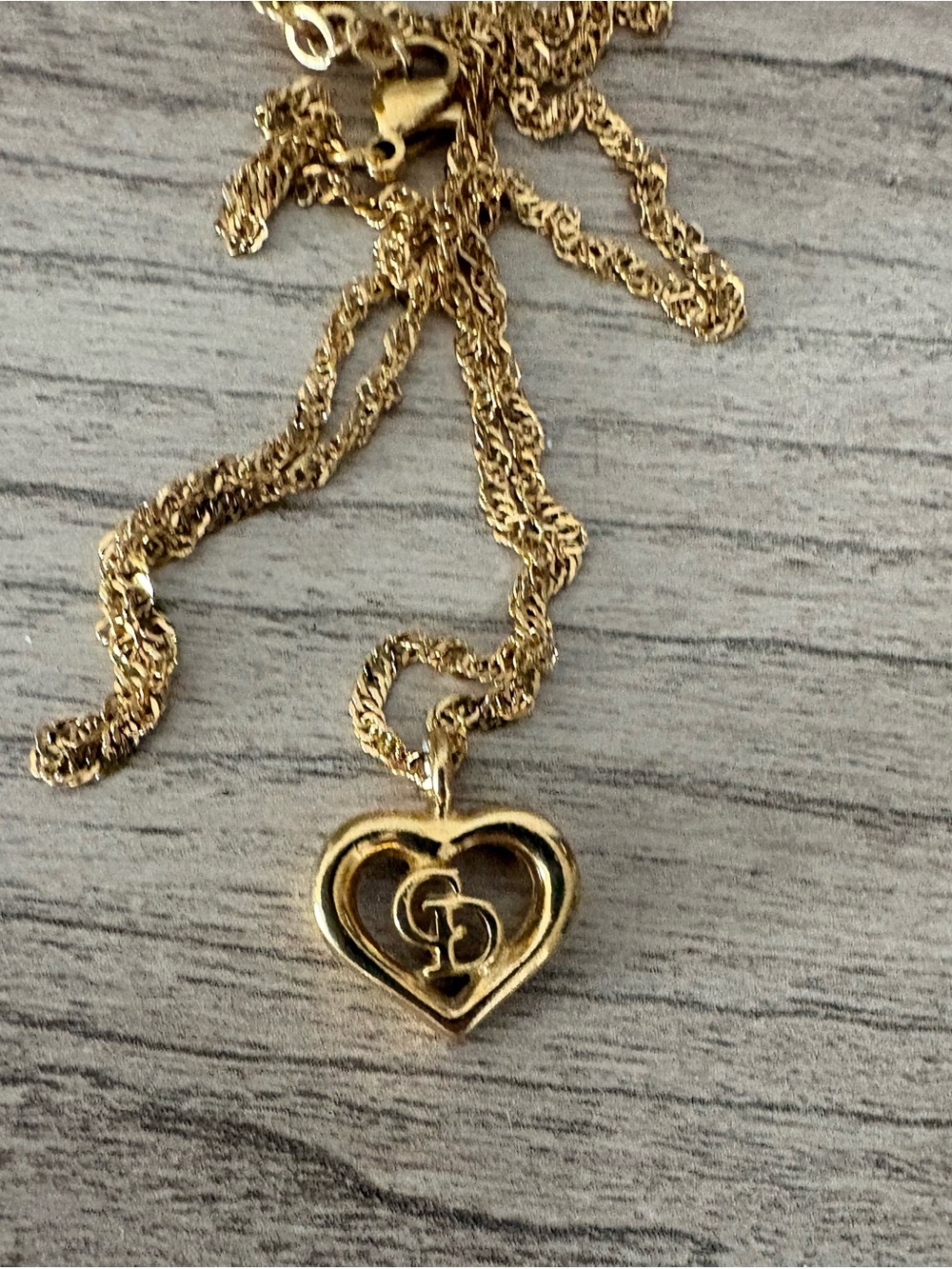 Dior vintage Gold Heart Pendant Necklace with GD Monogram